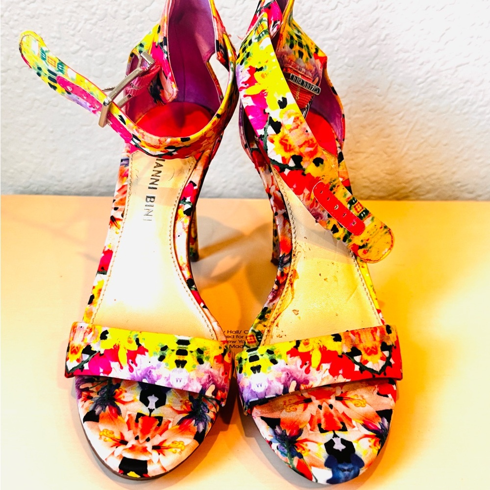 Floral spring Yellow and Pink Stiletto Heels